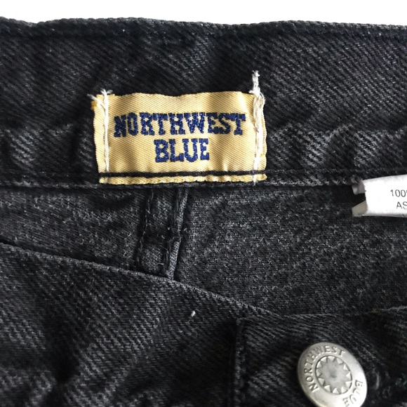 Northwest Blue Black Hi Waisted Jean Shorts - Picture 3 of 6